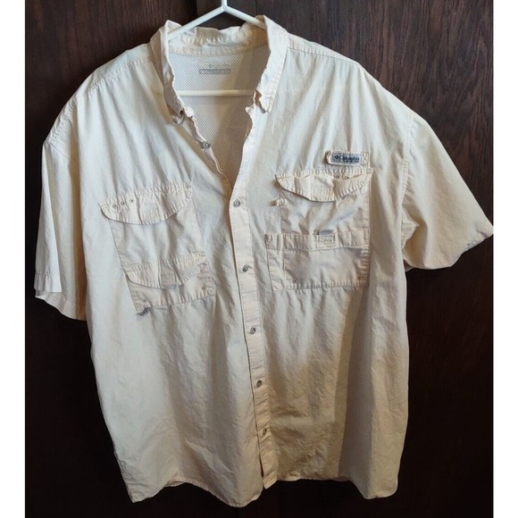 Columbia PFG Omni-Shade Shirt Men's XXL 2XL Fishing Vented Outdoors Tan Khaki - Picture 1 of 8